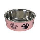 Voer- en Drinkbak Pawprint Roze
