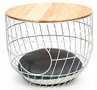 51 Degrees North wire Cat Table with cushion white