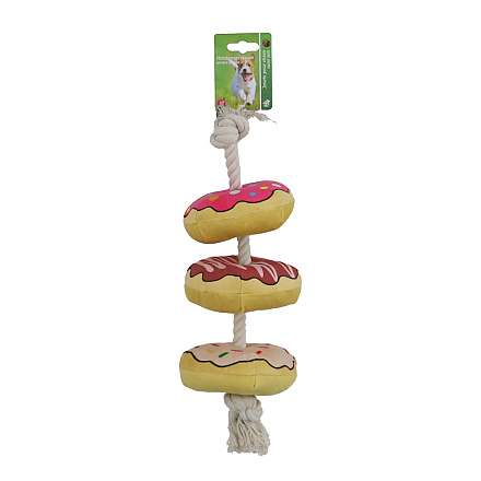 Hondenspeelgoed Donuts met Flosstouw en Piep