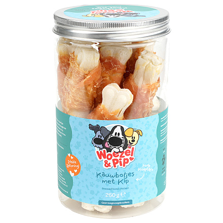 Woezel & Pip Geperste Botjes met Kip 6 cm <br>230 gr