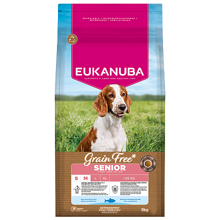 Eukanuba Hondenvoer Senior S/M Grain Free Ocean Fish 3 kg