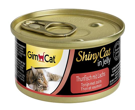 GimCat kattenvoer ShinyCat in jelly tonijn met zalm 70 gr